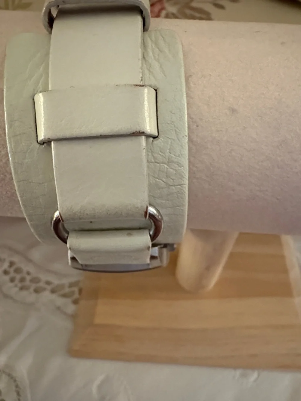 Fossil White Leather Strap Square Dial Watch